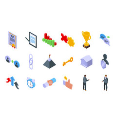 Partnership Icons Set Isometric Business