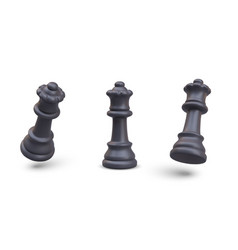 Set Of Black Chess Queens Different Angle View