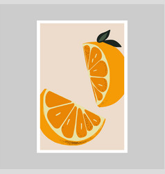 Creative Card With Orange Fruit Hand Drawn For