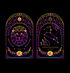 Fluorescent Cards With Astrology Leo Zodiac Sign