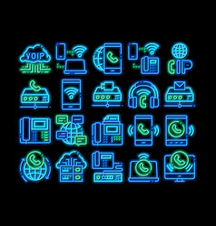 Voip Calling System Neon Glow Icon