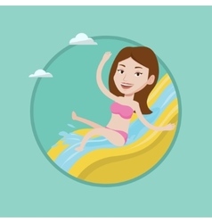 Woman Riding Down Waterslide