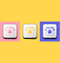 Isometric Pot Of Gold Coins Icon Isolated On Pink