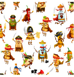 Tex Mex Mexican Pirate Characters Seamless Pattern