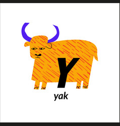 With Yak And English Capital Letter Y Childish