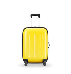 3d Cartoon Yellow Suitcase On Wheels Front View