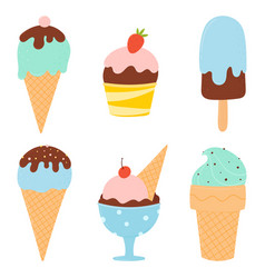 Ice Cream Set Modern Hand Drawn