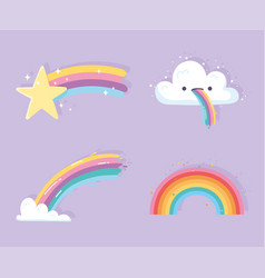 Rainbow With Clouds Cartoon Shooting Star