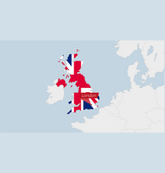 United Kingdom Map Highlighted In Uk Flag Colors