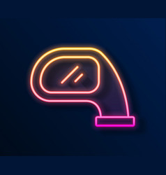 Glowing Neon Line Car Mirror Icon Isolated