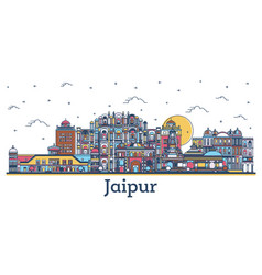 Outline Jaipur India City Skyline With Colored