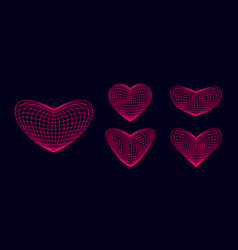 Pink Wireframe Heart Shapes Set Grid Design