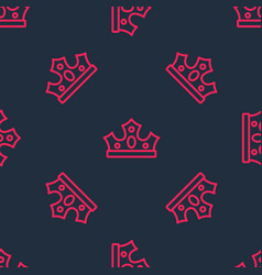 Red Line King Crown Icon Isolated Seamless