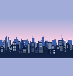 Silhouette Of City High Rise Buildings With Many