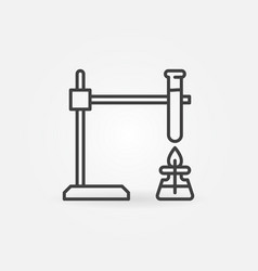 Test Tube On Spirit Lamp Fire Outline Icon Or Sign