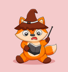 Cute Fox Reading Magic Book