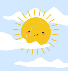 Doodle Sun Cartoon Cloudscape Cute Smiling Happy