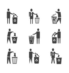 Drop Your Used Tissue In Dustbin Icon Set