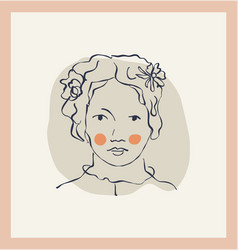 Female Portrait With Flower Single Clipart