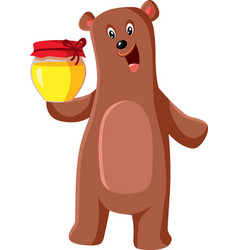 Funny Bear Character Holding A Jar Of Honey