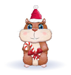 Greeting Christmas Card With Funny Hamster