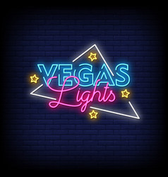 Neon Sign Vegas Lights With Brick Wall Background