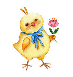 Watercolor Of A Cute Little Yellow Chicken