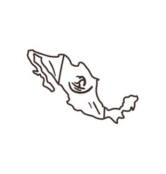 Mexican Flag In Map Shaped Free Form Line Style