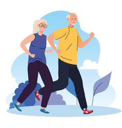 Senior Couple Walking Outdoor Sport Exercise