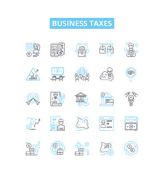 Business Taxes Line Icons Set Taxes