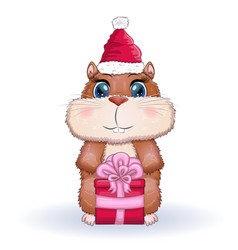 Greeting Christmas Card With Funny Hamster