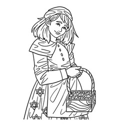 Hanukkah Girl Carrying Basket Isolated Adults