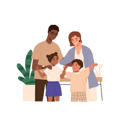 Happy Family With Biracial Parents And Kids