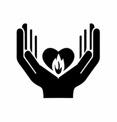 Icon Hands Holding Heart On White Background