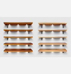 Realistic Wooden Store Shelves With Wall Mount