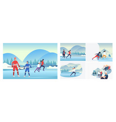 Set Of Ice Skaters