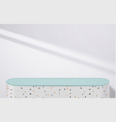 Empty Of White Terrazzo And Green Table Top