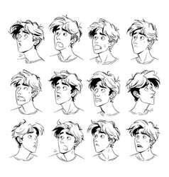 Manga Guy Avatars Anime Ink Sketch Set