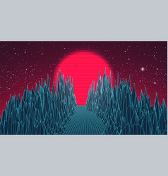 Synthwave Abstract Scene Perspective Grid Terrain