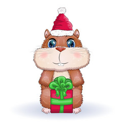 Greeting Christmas Card With Funny Hamster