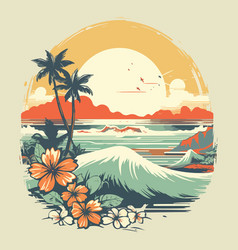 Tropical Island With Trees T Shirt Design Consept