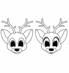 Cute Deer Fawn Cartoon Line Art Coloring Book