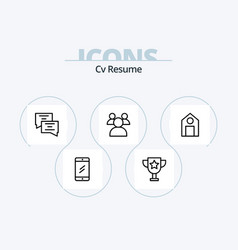 Cv Resume Line Icon Pack 5 Design School