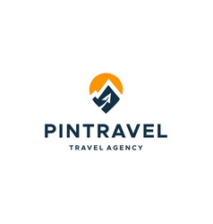 Modern Pintravel Plane Lane Mountain Logo Design