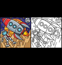 Astronaut Space Rocket Ship Coloring