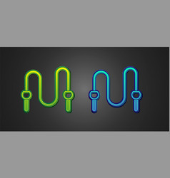 Green And Blue Jump Rope Icon Isolated On Black