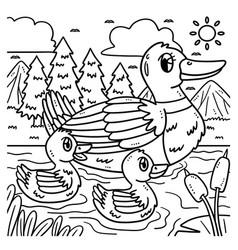 Mother Duck And Duckling Coloring Page For Kids