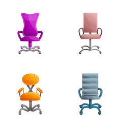 Office Chair Icons Set Cartoon Colorful