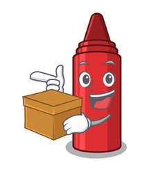 With Box Red Crayon In Character Shape