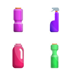 Cleaner Icons Set Cartoon Various Plastic